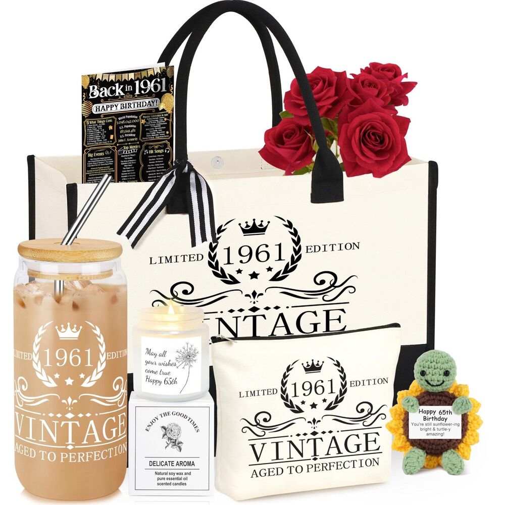 65th Birthday Gift for Her Tote Bag Vintage 65 Years Old, 1961